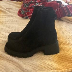 All black wedged boots